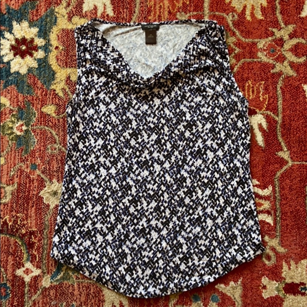 Ann Taylor patterned tank with swoop neckline